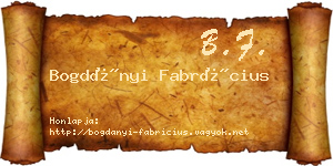 Bogdányi Fabrícius névjegykártya